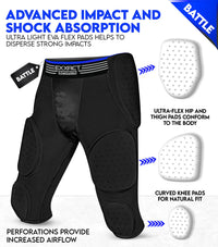 Battle 7- Pad Boys Football Girdle with Cup Pocket Black (Youth)