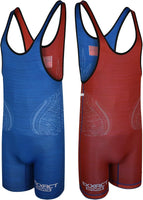 Reversible Wrestling Singlet For Gymnastic & Mma Red/Royal Blue (Unisex Adult/youth)