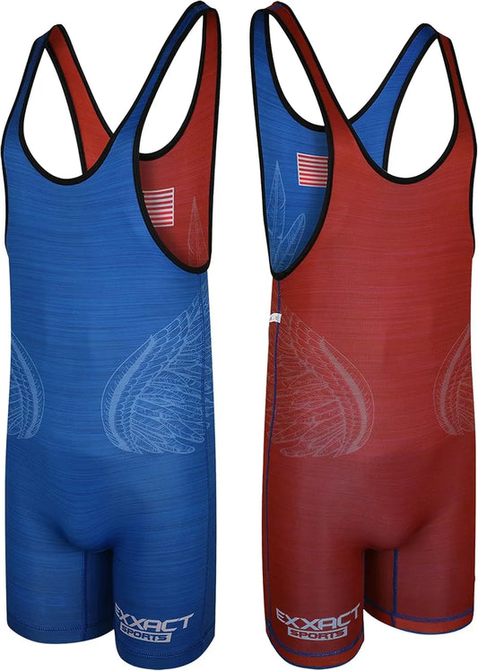 Reversible Wrestling Singlet For Gymnastic & Mma Red/Royal Blue (Unisex Adult/youth)