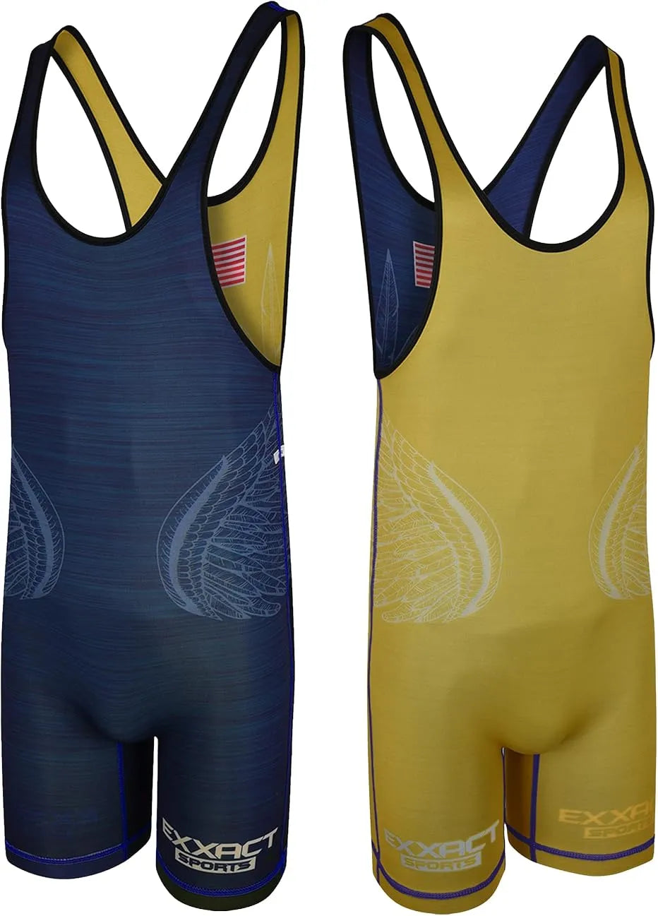 Reversible Wrestling Singlet For Gymnastic & Mma Navy/Gold (Unisex Adult/youth)