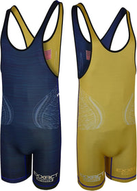 Reversible Wrestling Singlet For Gymnastic & Mma Navy/Gold (Unisex Adult/youth)