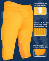Gladiator Men's Integrated Football Pants with Built-in Pads (Gold)