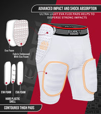 Rebel 5-Pad Men's Football Girdle with Cup Pocket White (Adult)