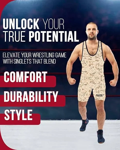 Men's Camouflage Wrestling Singlets (Desert Camo)