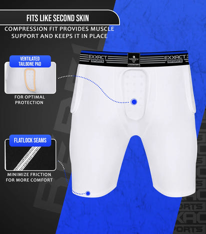 Rebel 5-Pad Boys Football Girdle with Cup Pocket White (Youth)