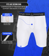 Rebel 5-Pad Boys Football Girdle with Cup Pocket White (Youth)