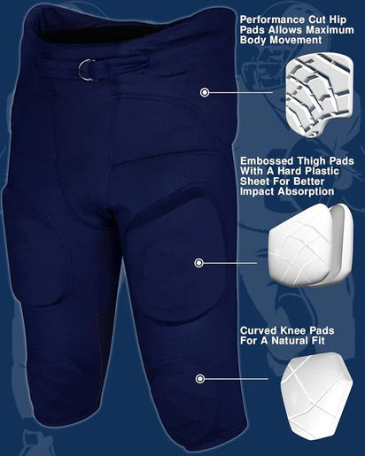 Gladiator Men's Integrated Football Pants with Built-in Pads (Navy)