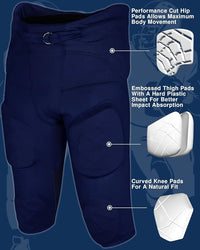 Gladiator Men's Integrated Football Pants with Built-in Pads (Navy)