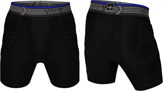 Boy's Padded Sliding Shorts with Hard Protective Cup (Black)