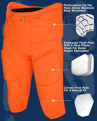 Gladiator Men's Integrated Football Pants with Built-in Pads (Orange)