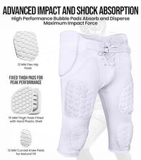 Rebel Boys Integrated Football Pants with Built-in Pads White (Youth)