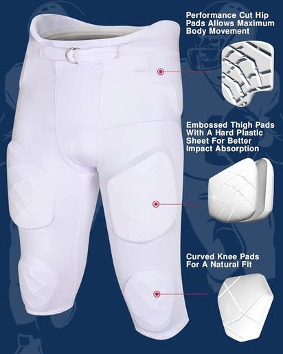Gladiator Men's Integrated Football Pants with Built-in Pads (White)