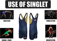 Reversible Wrestling Singlet For Gymnastic & Mma Navy/Gold (Unisex Adult/youth)