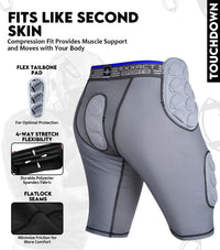 Touchdown 5-Pad Boys Football Girdle with Cup Pocket Gray (Youth)