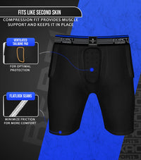 Rebel 5-Pad Boys Football Girdle with Cup Pocket Black (Youth)