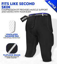 Battle 7- Pad Boys Football Girdle with Cup Pocket Black (Youth)