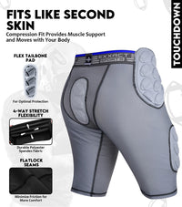 Touchdown 5-Pad Boys Football Girdle with Cup Pocket Gray (Youth)