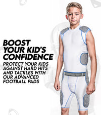 Touchdown 5-Pad Boys Football Girdle with Cup Pocket Gray (Youth)