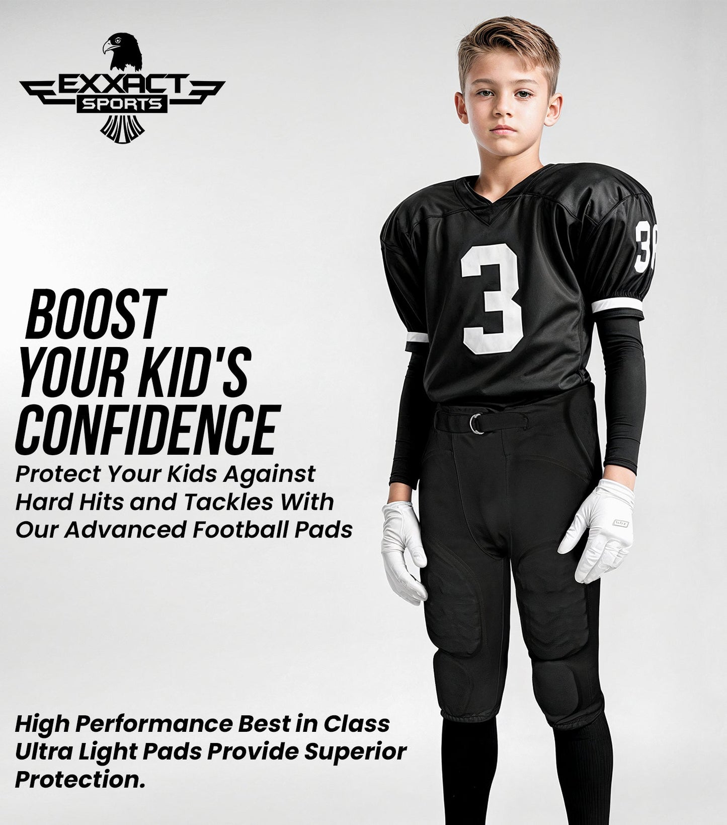 Proline Boys Integrated Football Pants with 7 Flex Pads (Youth)