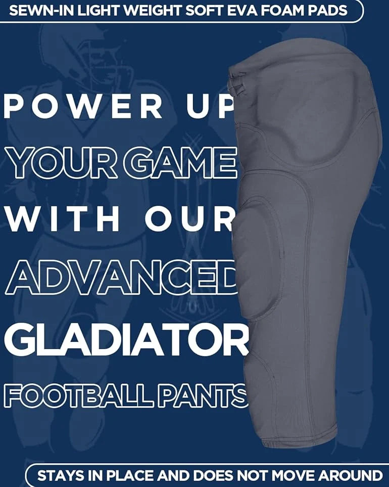 Gladiator Men's Integrated Football Pants with Built-in Pads (Graphite)