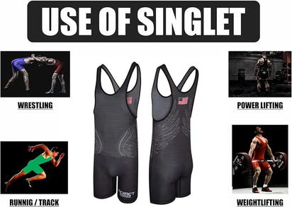 Reversible Wrestling Singlet For Gymnastic & Mma Black/Gray (Unisex Adult/youth)