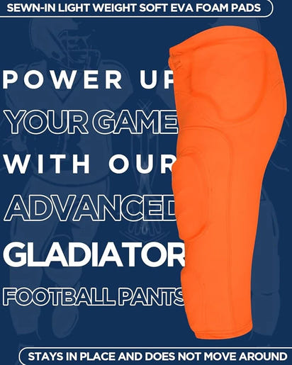 Gladiator Men's Integrated Football Pants with Built-in Pads (Orange)