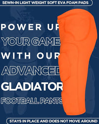 Gladiator Men's Integrated Football Pants with Built-in Pads (Orange)