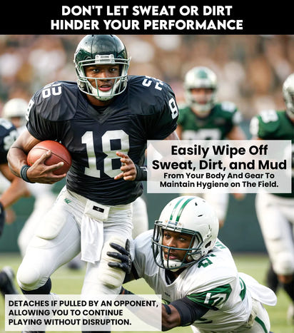 Football Towel with Hook & Loop Fastener, to Clean Hands, Visor and Gloves (Blue)