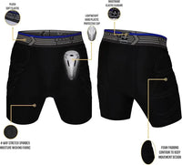 Boy's Padded Sliding Shorts with Hard Protective Cup (Black)