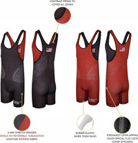Reversible Wrestling Singlet For Gymnastic & Mma Black/Red (Unisex Adult/youth)