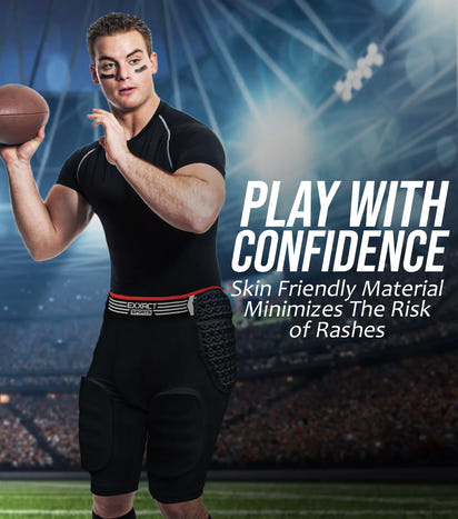 Rebel 5-Pad Men's Football Girdle with Cup Pocket Black (Adult)