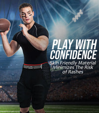 Rebel 5-Pad Men's Football Girdle with Cup Pocket Black (Adult)