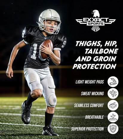 Touchdown 5-Pad Boys Football Girdle with Cup Pocket Black (Youth)
