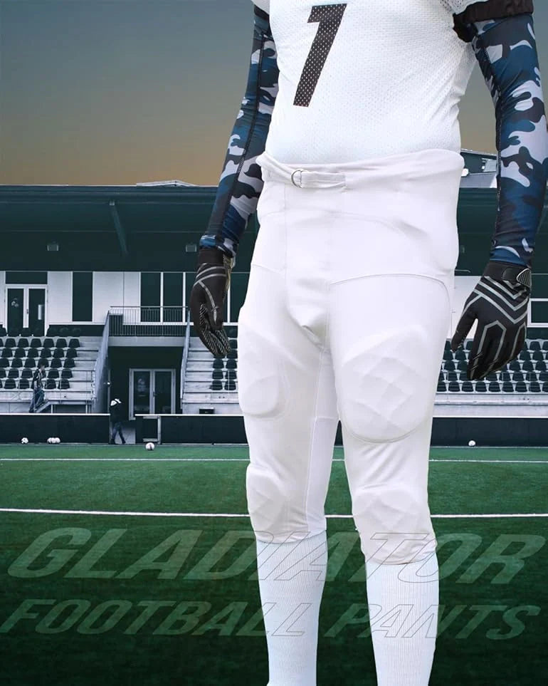 Gladiator Men's Integrated Football Pants with Built-in Pads (White)