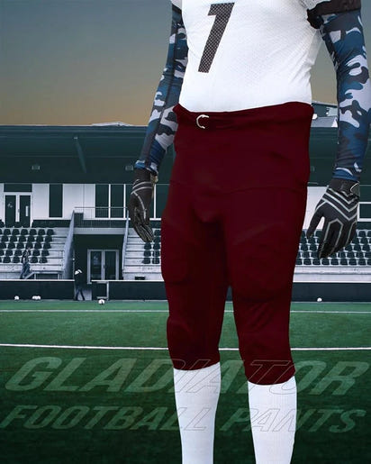 Gladiator Men's Integrated Football Pants with Built-in Pads (Maroon)