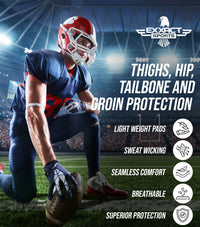 Rebel 5-Pad Men's Football Girdle with Cup Pocket Black (Adult)