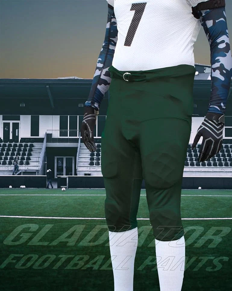 Gladiator Men's Integrated Football Pants with Built-in Pads (Green)