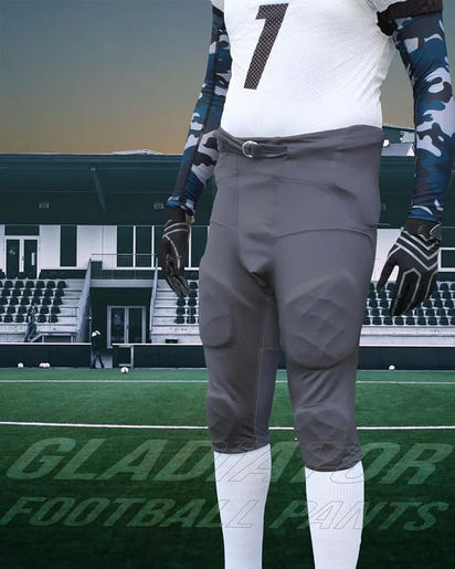 Gladiator Men's Integrated Football Pants with Built-in Pads (Graphite)