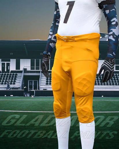 Gladiator Men's Integrated Football Pants with Built-in Pads (Gold)
