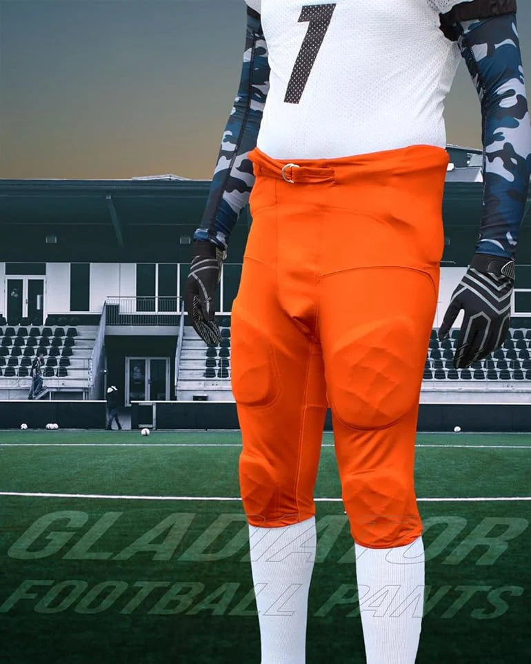 Gladiator Men's Integrated Football Pants with Built-in Pads (Orange)