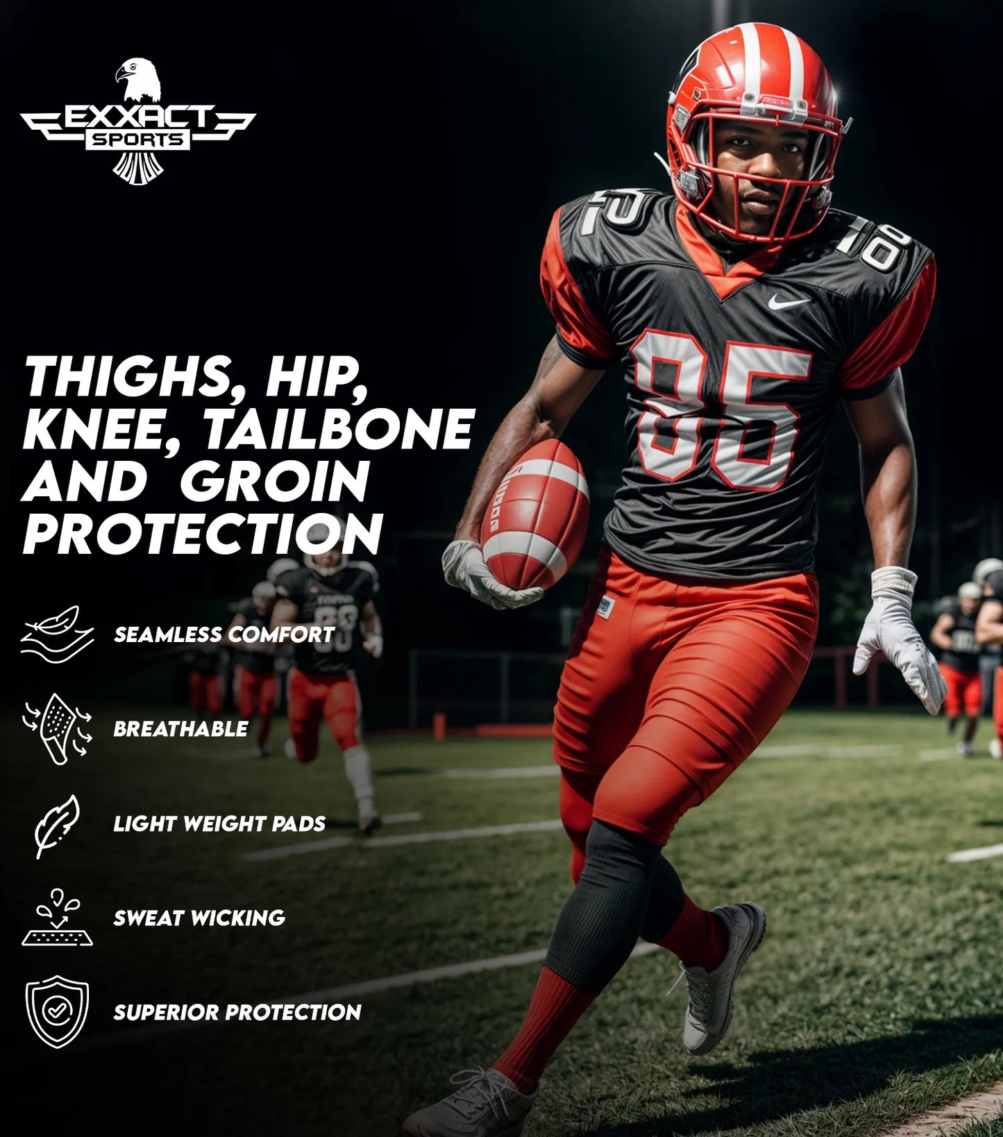 Battle 7-Pad Men's Football Girdle with Cup Pocket White (Adult)