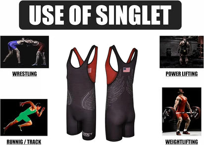 Reversible Wrestling Singlet For Gymnastic & Mma Black/Red (Unisex Adult/youth)