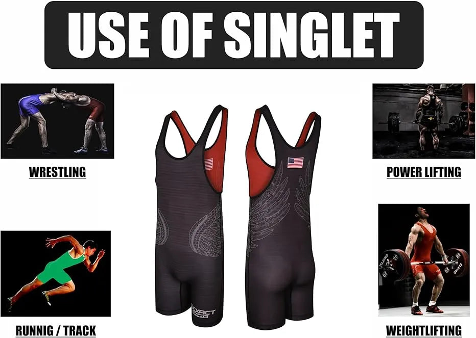 Reversible Wrestling Singlet For Gymnastic & Mma Black/Red (Unisex Adult/youth)