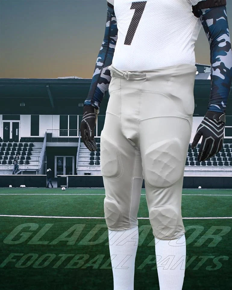 Gladiator Men's Integrated Football Pants with Built-in Pads (Silver)