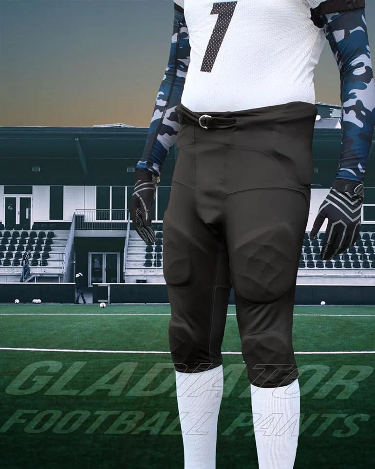 Gladiator Men's Integrated Football Pants with Built-in Pads (Black)