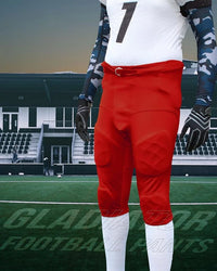 Gladiator Men's Integrated Football Pants with Built-in Pads (Red)