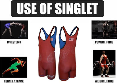 Reversible Wrestling Singlet For Gymnastic & Mma Red/Royal Blue (Unisex Adult/youth)