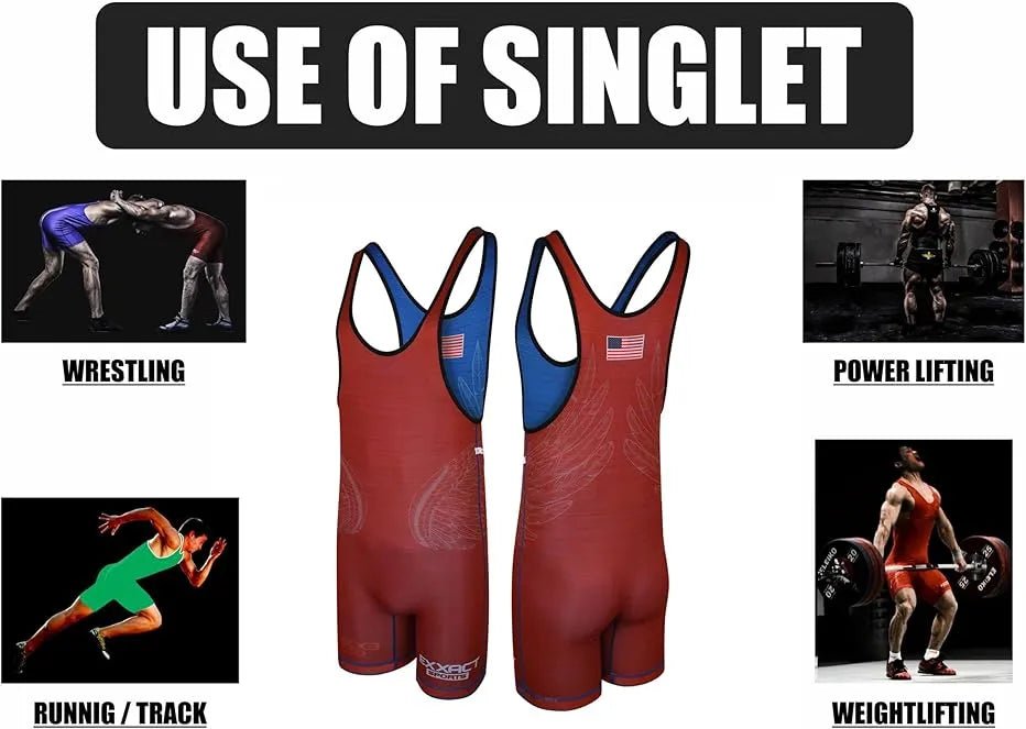 Reversible Wrestling Singlet For Gymnastic & Mma Red/Royal Blue (Unisex Adult/youth)