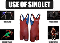 Reversible Wrestling Singlet For Gymnastic & Mma Red/Royal Blue (Unisex Adult/youth)