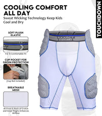 Touchdown 5-Pad Boys Football Girdle with Cup Pocket White (Youth)